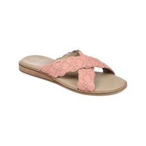 JOURNEE SIGNATURE Womens Pink Braided Bryson Wedge Slip On Leather Sandals 7